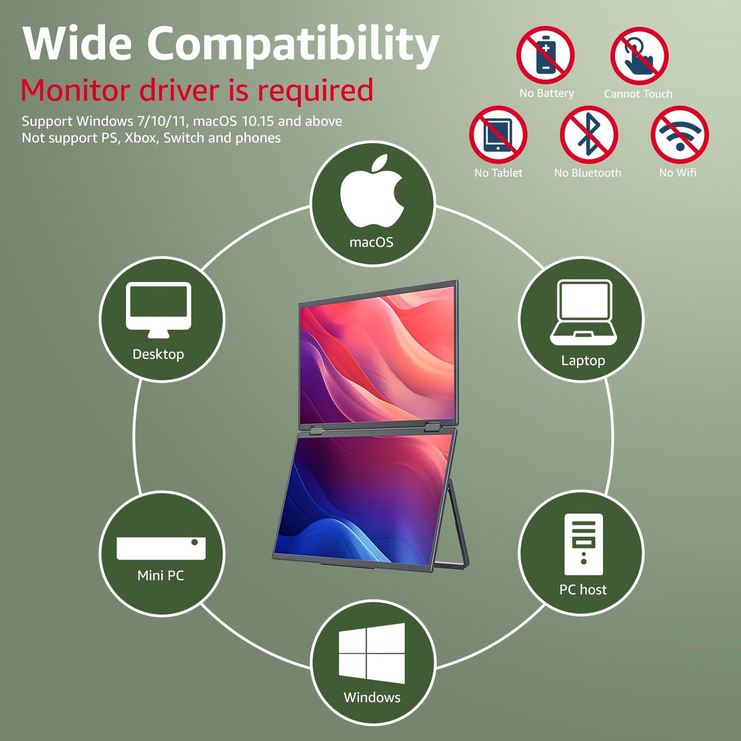 cocopar Portable Monitor 15.6 Inch 1080P Travel Monitor with Speaker HDMI USB-C External Display for Laptop MacBook Surface PC Xbox PS4/5, VESA Mountable, with Cover Stand
