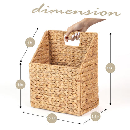 Wicker Hanging Storage Basket (10,5"Lx6,5"Wx13"H), Set of 2 Wall Baskets, Water Hyacinth Baskets, Wall Decor Hyacinth Basket Hanging for Organizing Files, Mails, Books, Magazine,...