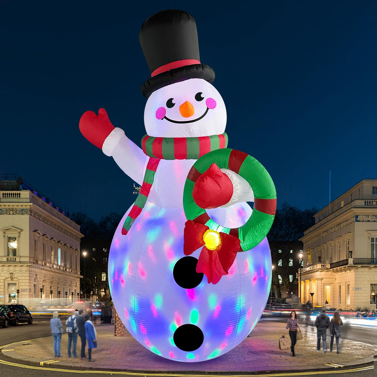 Danxilu 20 FT Tall Christmas Inflatables Snowman Built-in Rotating LED Lights Outdoor Decorations, 20 Foot Giant Snowman with Blower Blow Up Yard Decoration for Home/Lawn/XmasParty/Parks/Squares