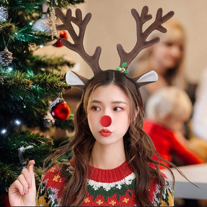 lontakids Reindeer Antlers Headbands with Red Nose for Adults Teens Christmas Santa Holiday Parties (One size, Deer)