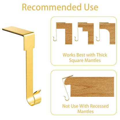 ARCHCRTC 6 Pcs Christmas Stocking Holders Mantel Stcoking Hangers Metal Hanging Hooks Christmas Ornament Hooks Mantel Garland Clips for Thick Fireplace Mantel Staircases Xmas Party Decor (Gold, 6)