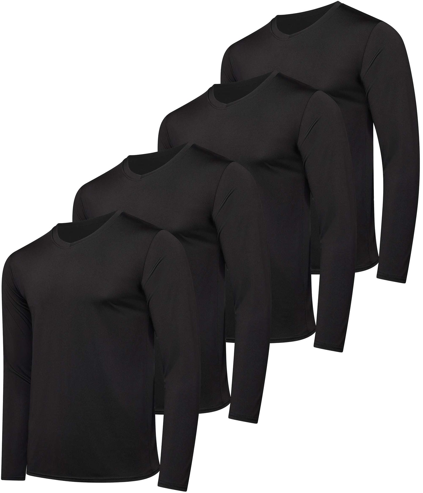 4 Pack: Mens Long Sleeve V Neck Shirt Top Shirts for Men T Shirt Tee Workout Rash Guard Quick Dry Fit Gym Tees Athletic Active Compression Work Casual Exercise Running Sports - Set 6,L