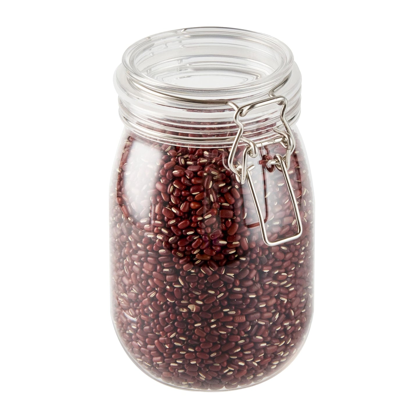 Restaurantware-Met Lux 39 Ounce Mason Jars, 20 Airtight Storage Jars With Lids - Rubber Gasket, Wide Mouth, Clear Plastic Round Canisters, Durable, For Kitchen And Pantry Storage Of Bulk Dry Food
