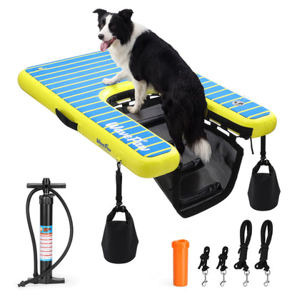 Swonder Inflatable Dog Ramp for Pool, Boat & Dock - Floating Pet Water Ladder with Full Non-Slip EVA Pad & Weight Bags - Stable Portable Dog Dock