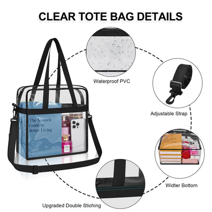 UEASE Clear Bag for Stadium Events 12×6×12 Clear Tote Bag for Concert,Sport,Festival