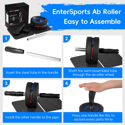 Ab Roller Wheel for Abs Workout - Abdominal Exercise Equipment with 2 Knee Pads for Home Gym, Core Strength Training, Fitness Equipment for Men & Women