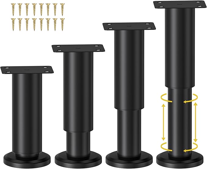 Wlrrcwdttc 4 Pcs Metal Adjustable Furniture Legs 4.72-7.08 inch, Adjustable