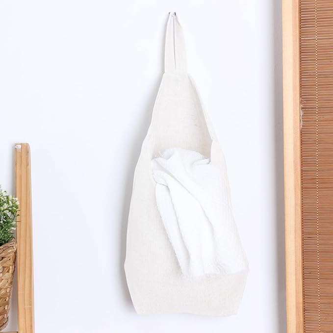 100% Linen Hanging Storage Bags Baskets 2 Pcs, Small Wall Storage Bag