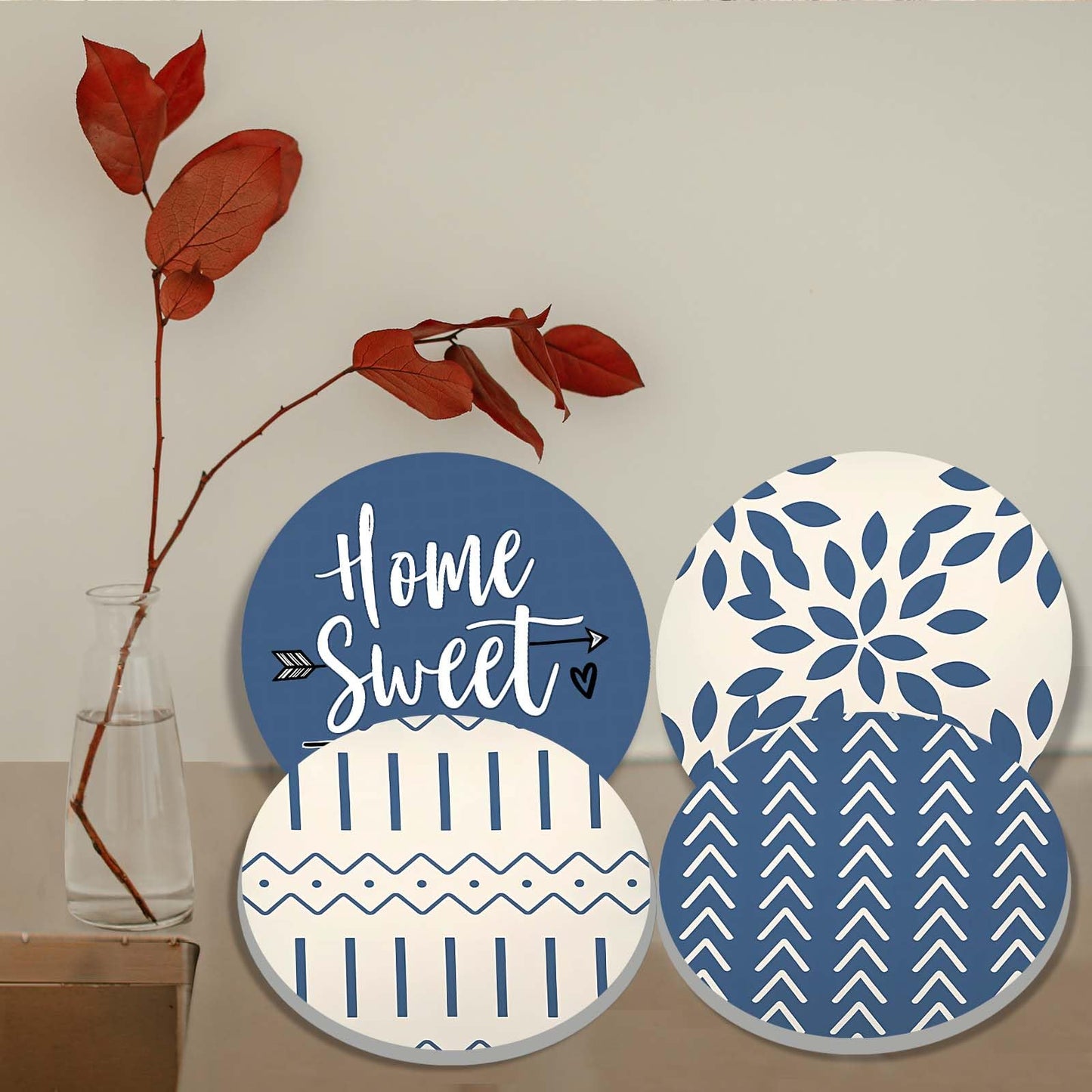 Home Sweet Home Electric Stove Burner Covers Modern Round Metal Stove Burner Covers,Set of 4,Beautiful Burner Covers,Light Blue Stove Top Covers Electric Stove Cooktop Decorative Kitchen Decor