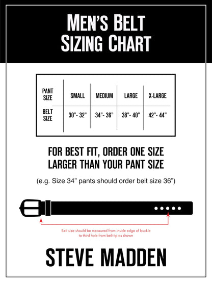 Steve Madden Reversible Men's Dress Casual Every Day Leather Belt, Cognac/Black (Feather Edge), 36