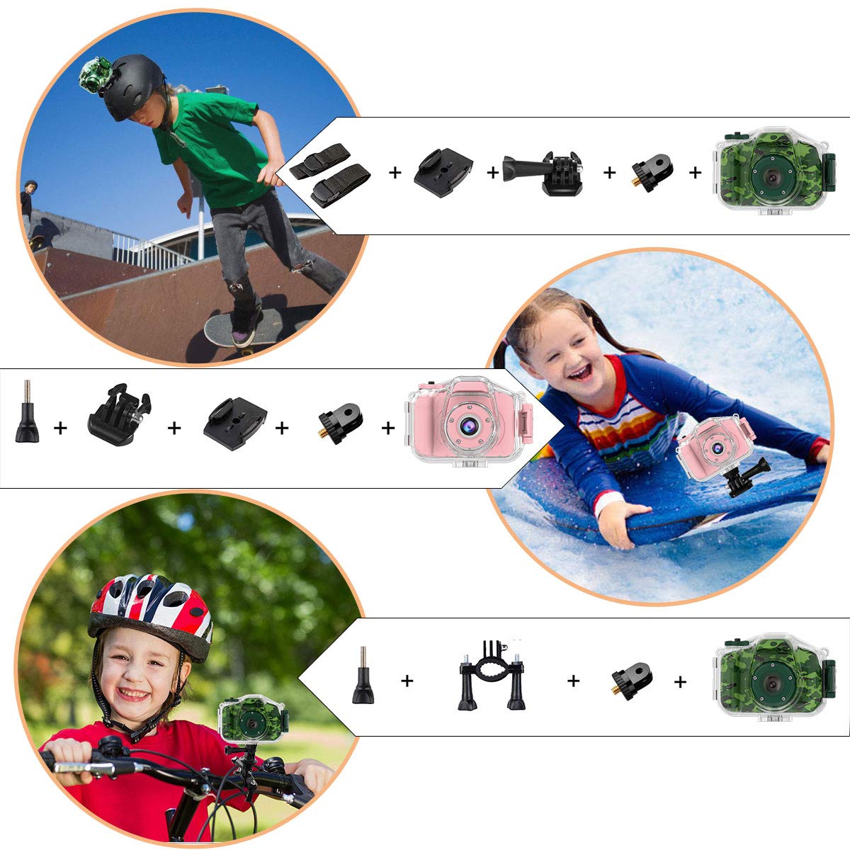 DEKER Waterproof Camera for Kids, Christmas Birthday Gifts for Boys Girls 3-12 Year Old, Mini HD Toddler Digital Video Children Travel Camcorder, 2 Inch IPS Screen with 32GB Card (Green)
