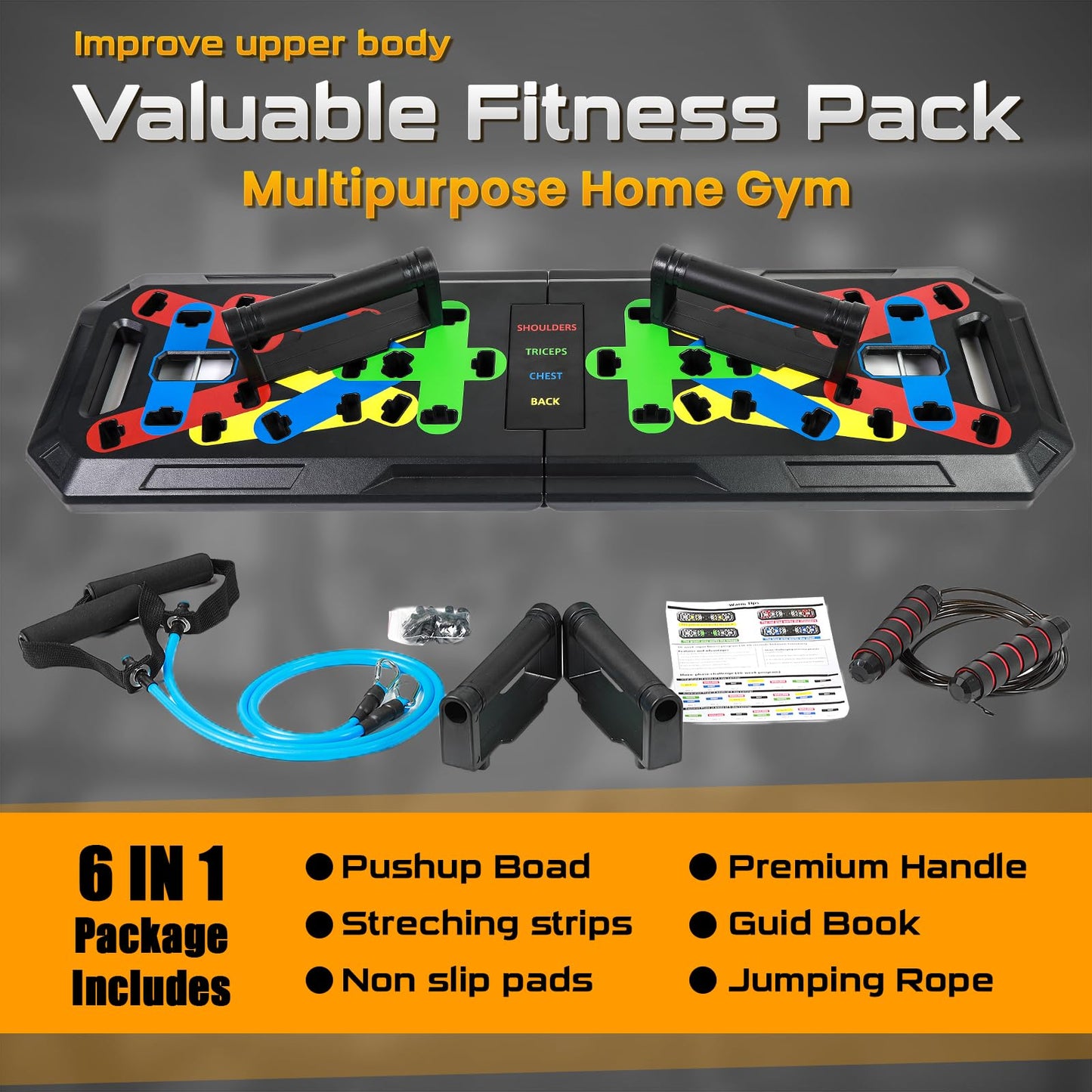 Ultimate 20-in-1 Push Up Board with Accessories – Multi-Functional Strength Training System for Home Workouts | Includes Jump Rope, Resistance Bands, & Professional Pushup Bars for Total Body Fitness
