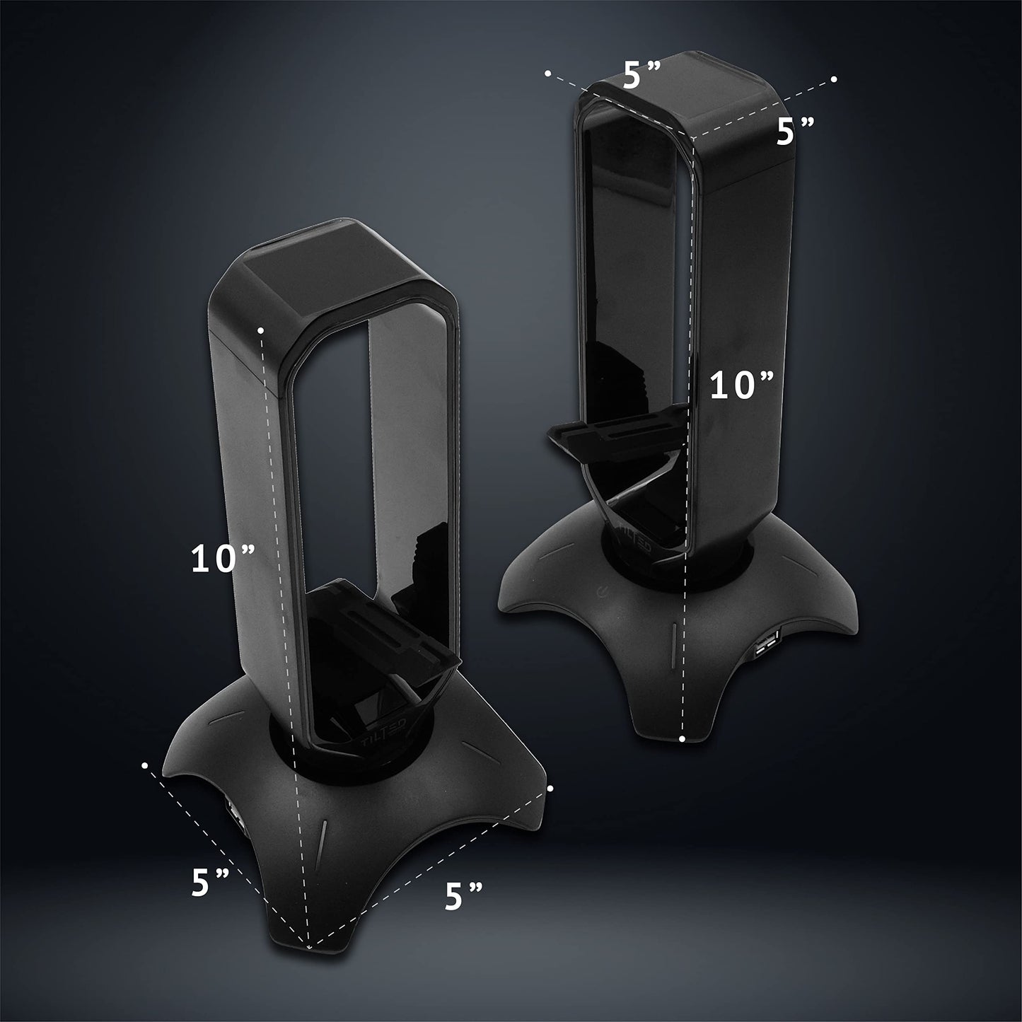 Tilted Nation Gaming Headset Stand | RGB Headphone Stand for Desk with Mouse Bungee and USB Hub (Cool and Clean Setup) Gaming Headset Holder - Perfect Gamer Gift Accessory