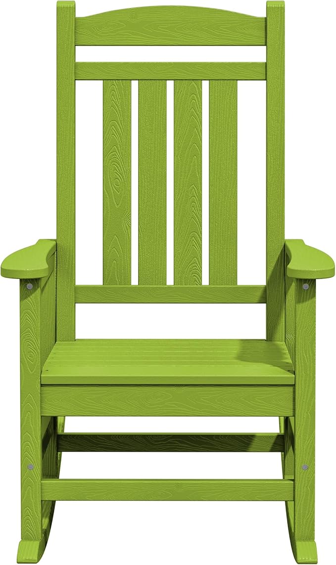 KINGYES Outdoor Rocking Chair Set of 2, High Density Polyethylene Patio Rocking Chairs with 330lbs Support for Adults, Pistachio Green