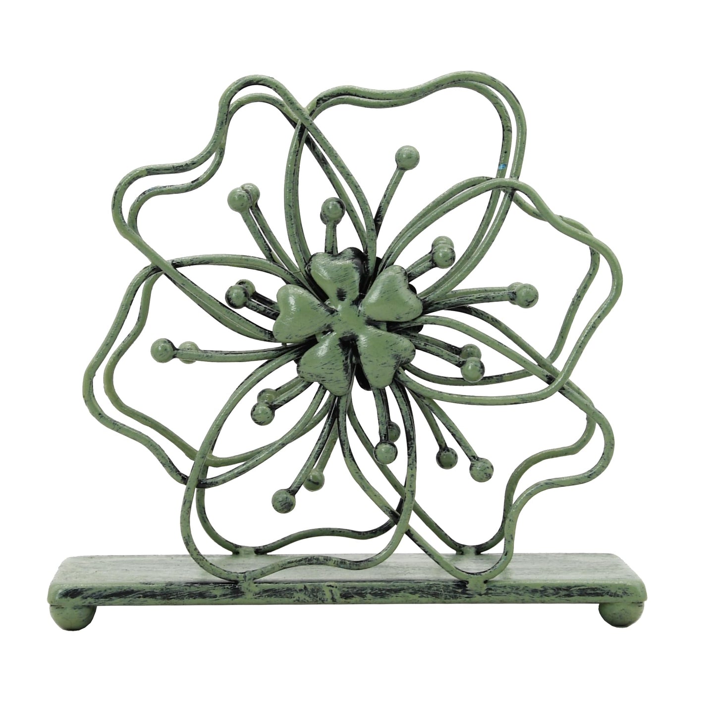 OwlGift Flower Style Napkin Holder, Freestanding Tissue Dispenser, Dining Table Napkin Storage for Home Kitchen Restaurant Picnic Party Wedding Housewarming – Green