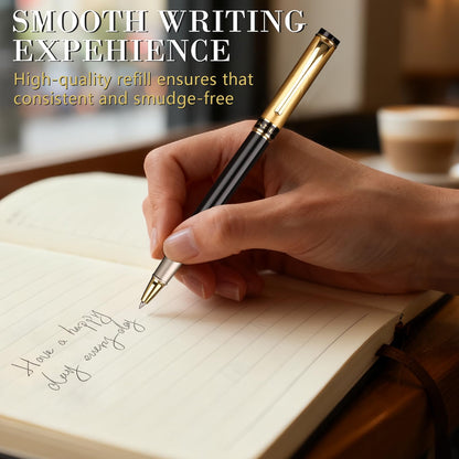 Shiduode Luxury Gel Ballpoint Pens,Personalized Black Ink Pen Set with 6 Pcs Extras Replaceable Metal Refills, Ultra-Smooth Writing Experience, Perfect for Gifts,Business,Office