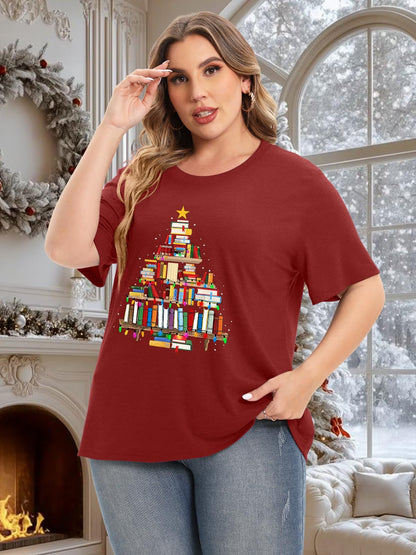 HDLTE Christmas Shirts for Women Plus Size Christmas Tree Shirt Holiday T Shirt Xmas Tops