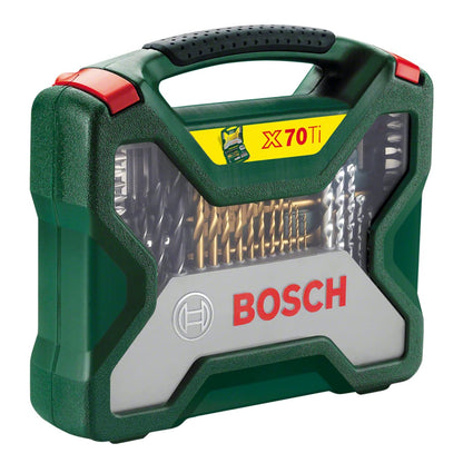 Bosch 70-Pieces X-Line Titanium Drill and Screwdriver Bit Set (for Wood, Masonry and Metal, Accessories Drills)