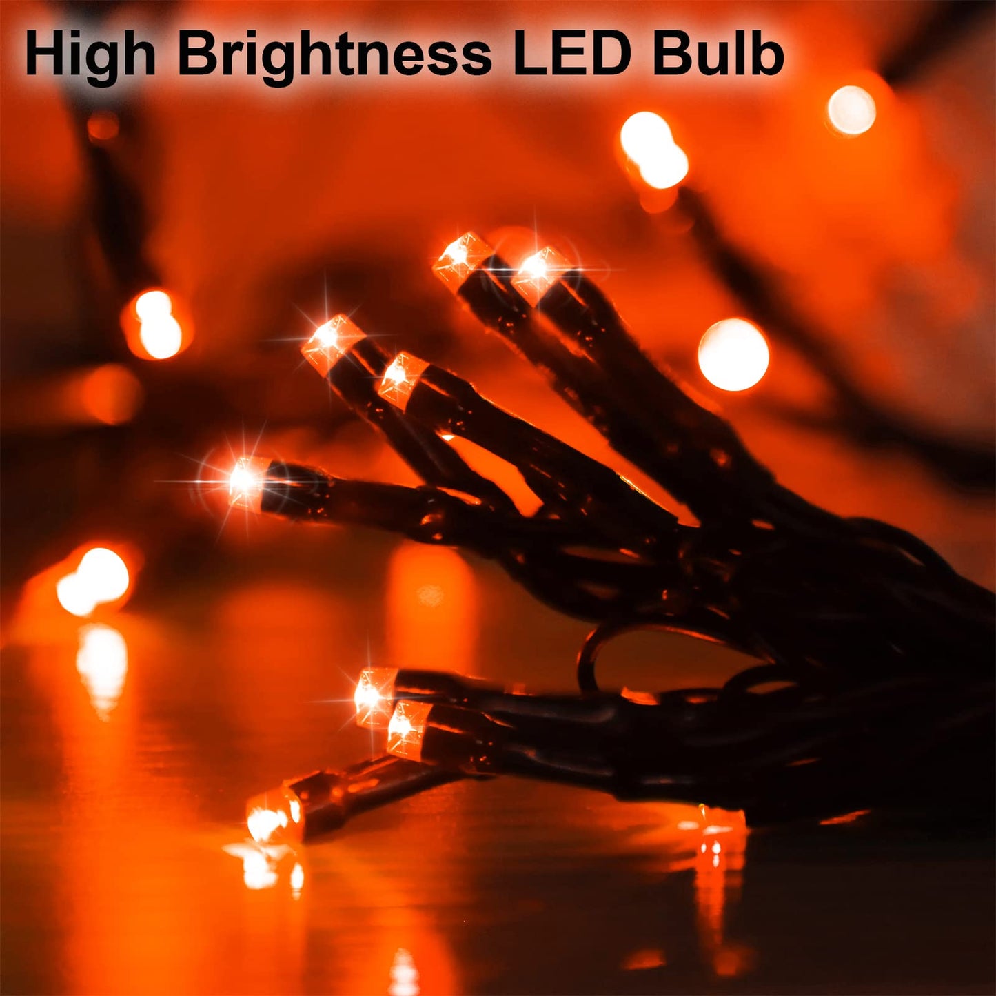 Solar Halloween String Lights Outdoor Orange, 2Pack 144ft 400 LED Spooky Lights 8 Modes with Timer, IP44 Waterproof Twinkle Lights for Fall Party, Patio, Garden Decor