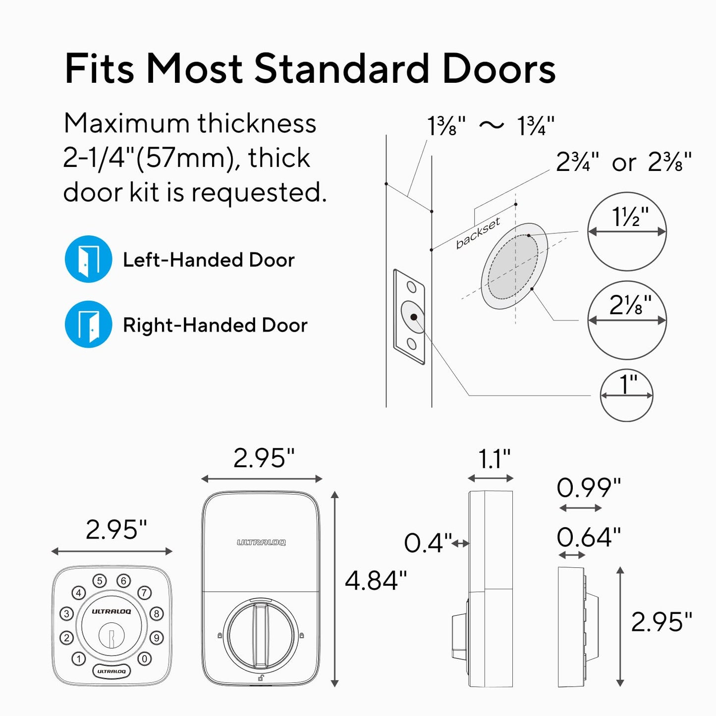 ULTRALOQ U-Bolt WiFi Smart Lock with Door Sensor, 5-in-1 Keyless Entry Door Lock with WiFi, Bluetooth, App Remote Control, Keypad, Auto Unlock, Smart Deadbolt for Front Door, IP65, 8 Months Battery