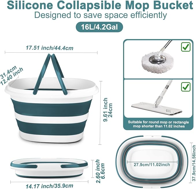 Collapsible Bucket for Cleaning, 4.2 Gallons Mop Bucket