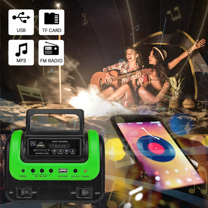 Solar Generator with Panel,Solar Power Generators Portable Power Station with Flashlight,Emergency Power Supply for Home Use Camping Hunting Emergency(Green)