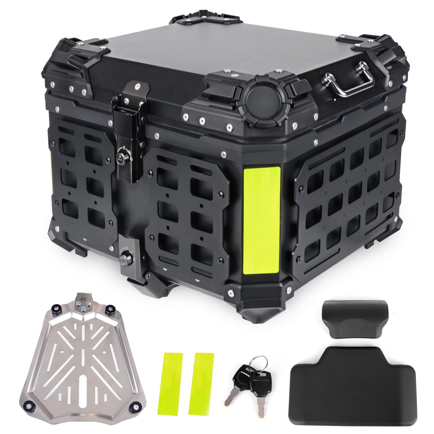 GEARZONE 55L Motorcycle Top Case with Molle Panel Universal Motorcycle Top Box for Motorcycles Suitable for Stowing Helmets and Luggage