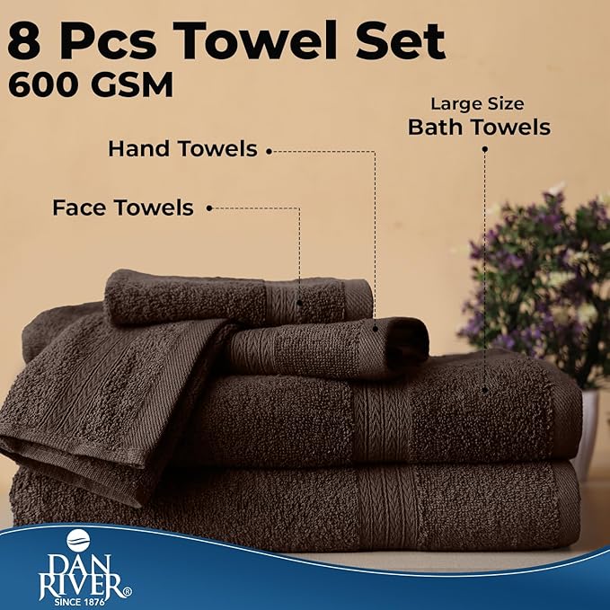 DAN RIVER 8 PC Luxury Bath Towels