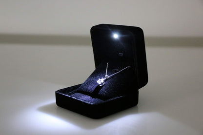 Omeet Velvet Metal Glossy with LED Pendant Box Necklace Box Couple Bracelet Box Jewelry Gift Box Case for Valentine's Day Anniversary Wedding Engagment Christmas - Black