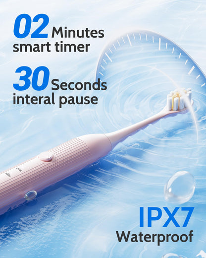 2 Pack Electric Toothbrush for Adults and Kids - Rechargeable Kids Ages 12+ and Adults with 12 Brush Heads & 2 Electric Toothbrush, 90 Days Battery Life - Black and White