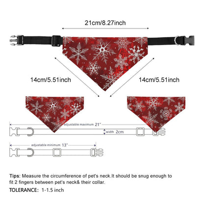 Christmas Dog Bandanas with Adjust Buckle Christmas Red Pattern with Snowflakes Flower Pet Triangle Scarf Washable Dog Bandana Collar