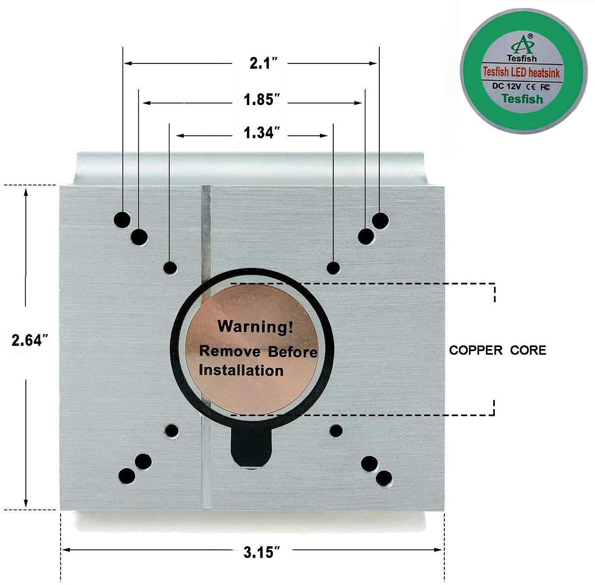 TX Aluminium Heatsink Cooling Fan+44mm Lens 60 Degree for 50W-100W LED Chip (3.11" L x 3.11" W x 29mm H, DIY Projector, Floodlight, Automobile Light, Plant Growth Light)