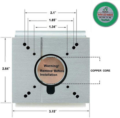 TX Aluminium Heatsink Cooling Fan+44mm Lens 60 Degree for 50W-100W LED Chip (3.11" L x 3.11" W x 29mm H, DIY Projector, Floodlight, Automobile Light, Plant Growth Light)