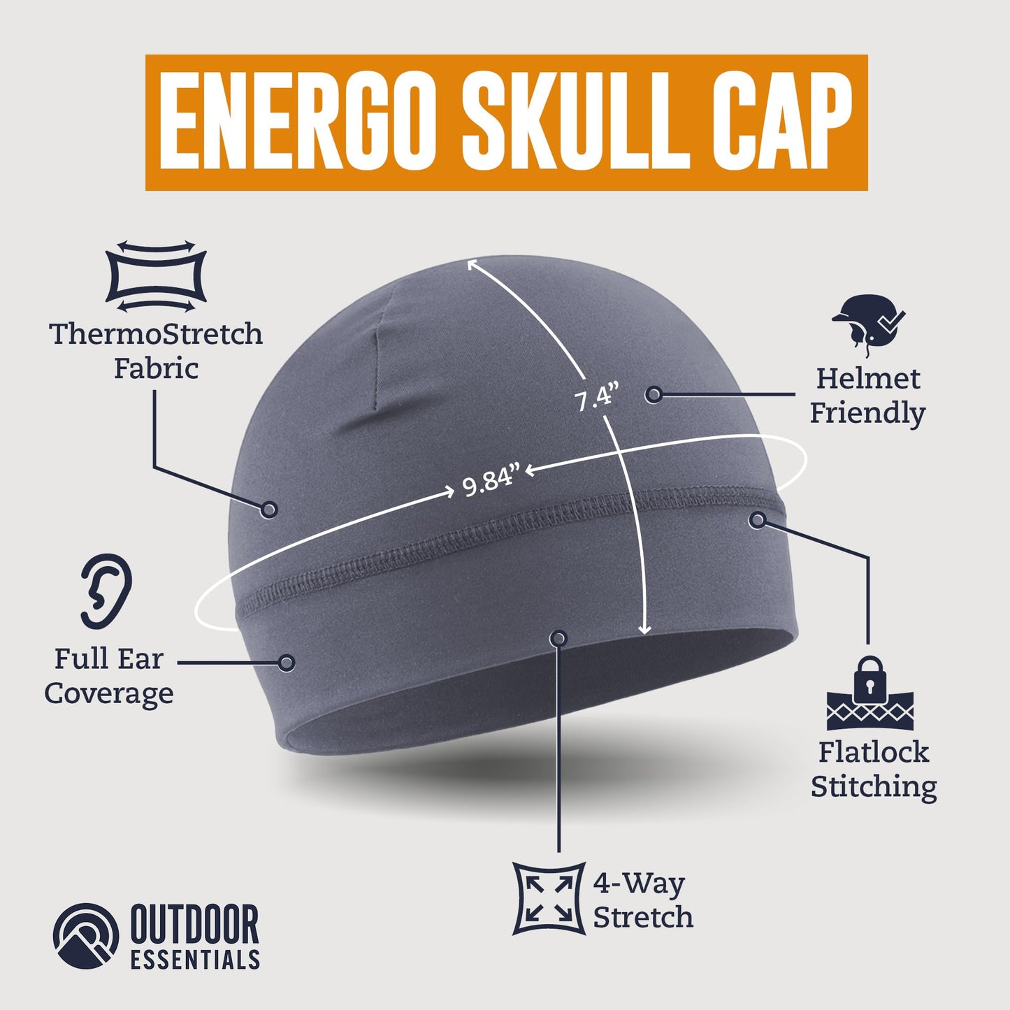 OutdoorEssentials Skull Cap for Men & Women-Helmet Liner,Winter Fleece Cycling Cap, Under Helmet Skull Cap & Running Bike Cap