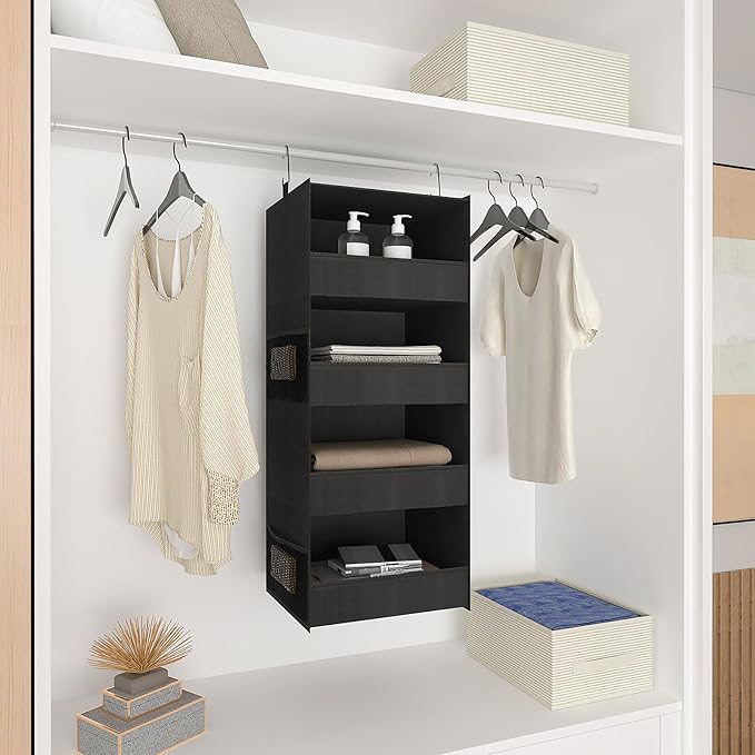 4-Shelf Hanging Closet Organizer and Storage Foldable Hanging Closet Shelves