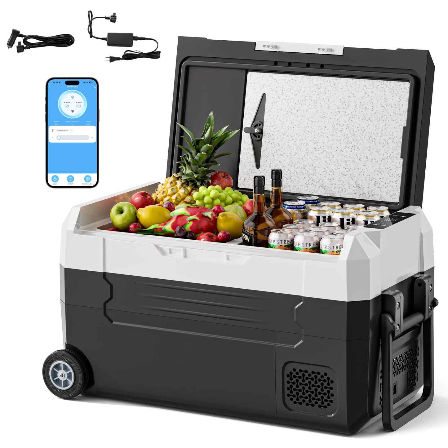 Manastin 12 Volt Refrigerator, 37QT Electric Cooler, Electric Cooler APP Control, Portable Freezer 12V/24V DC 100-240V AC, Car Fridge -4℉~68℉, 12V Cooler for Travel, Camping, Boat