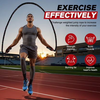 HPYGN Weighted Heavy Skipping/Jump Rope 9.2ft 2.8LB for fitness, Exercise, boxing Gym Training, Home Workout, Improve Strength and Building Muscle, Total Body Workout Equipment for Men