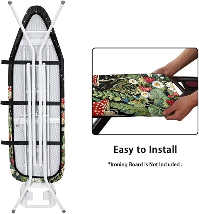 Moon Mushroom Durable Iron Board Cover Non Stick Scorch Easy-Fit Ironing Board