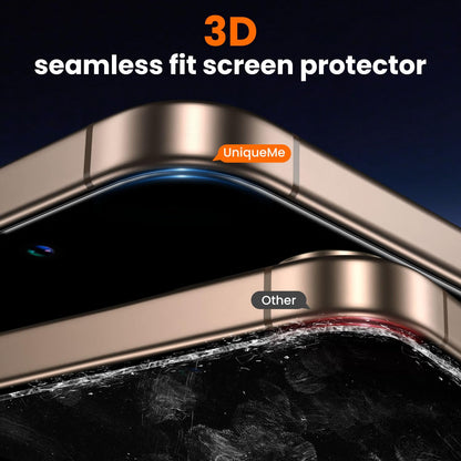 UniqueMe for iPhone 16 Pro Screen Protector - [Military Grade Shatterproof & 9H+ Hardness] Screen Protector 16 Pro Tempered Glass Full Coverage Protection, Easy Installation, 2 Packs
