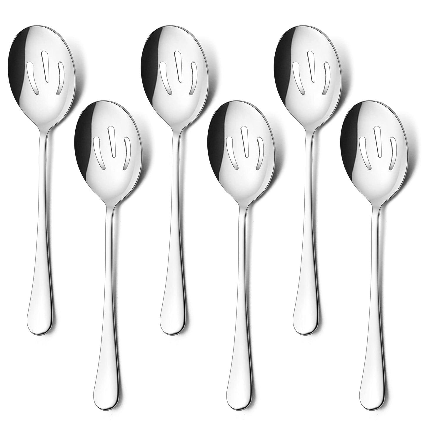 HaWare Serving Slotted Spoons X 6, 9.8 inches Large Size Stainless Steel Spoon Service for Home, Elegant Design for Kitchen/Buffet/Party, Mirror Polished and Dishwasher Safe(6 Pack)