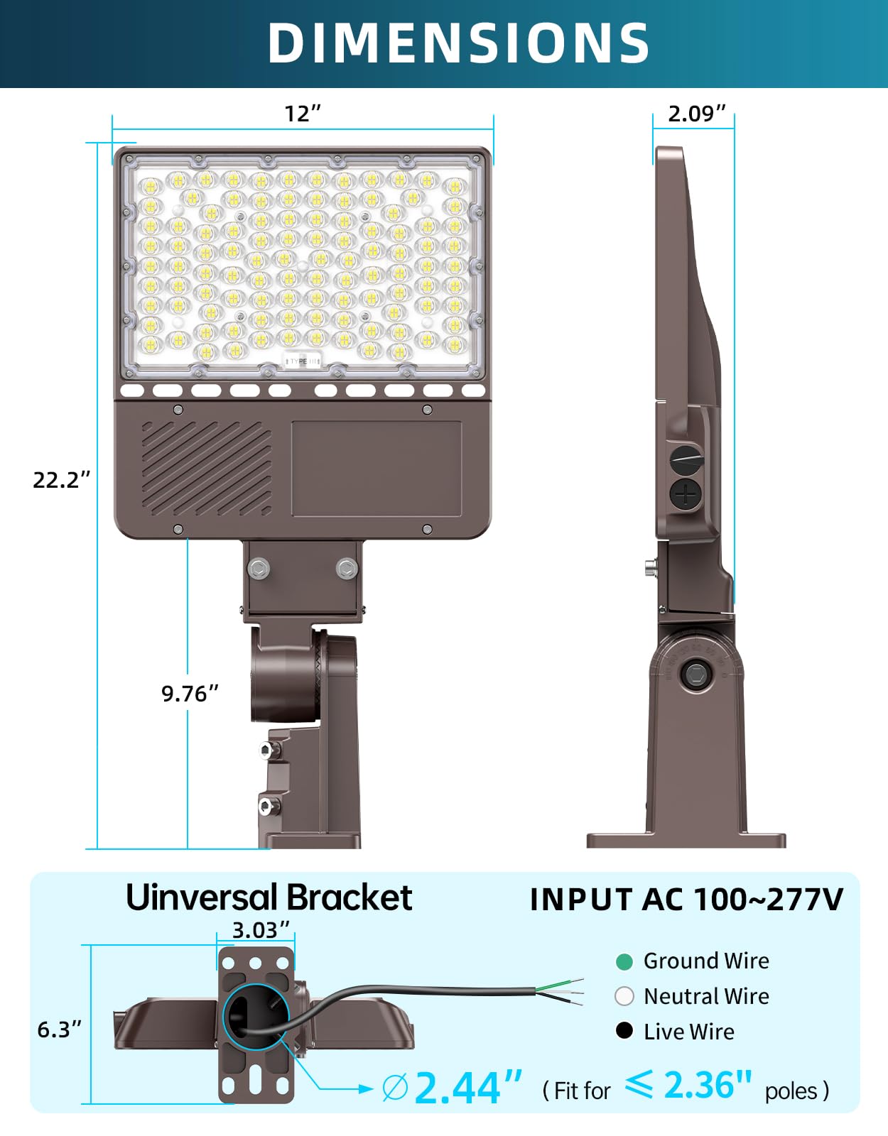 ADUB LED Parking Lot Light 150W 120W 90W Tunable, LED Shoebox Light 5700K 5000K 4500K Adjustable Arm&Slip Fitter, Outdoor Pole Light with Photocell, IP65 Commercial Street Area Flood Lighting