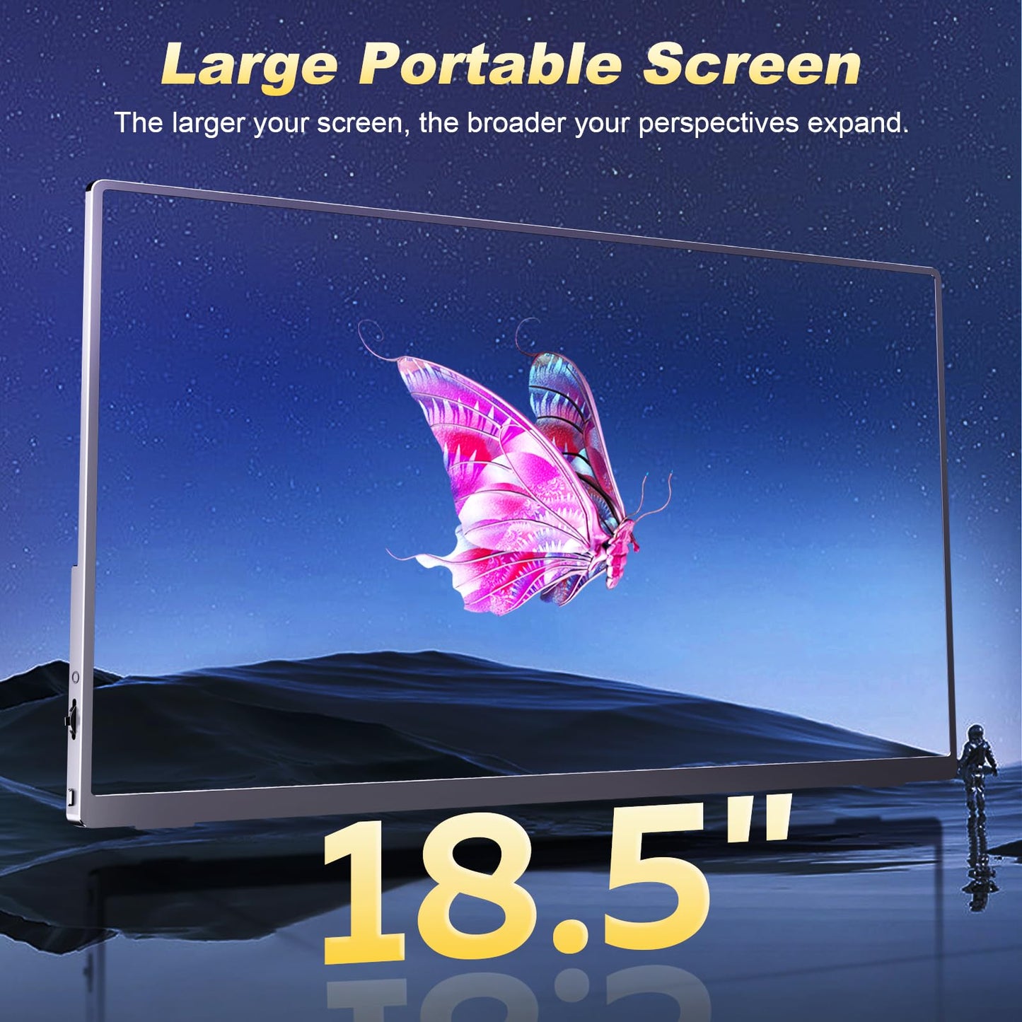 18.5 Inch Large Portable Monitor, 120Hz 1080P FHD IPS Portable Travel Second Screen Display for Laptop/Phone/Xbox PS4/5, 125% sRGB, Dual Speakers, VESA & Smart Cover
