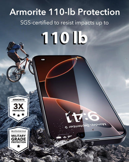 ESR 3 Pack 9H+ Glass for iPhone 16 Pro Max Screen Protector, [Military Grade Shatterproof & Longest Durable] Armorite Ultra-Tough Tempered Glass with UltraFit Tray