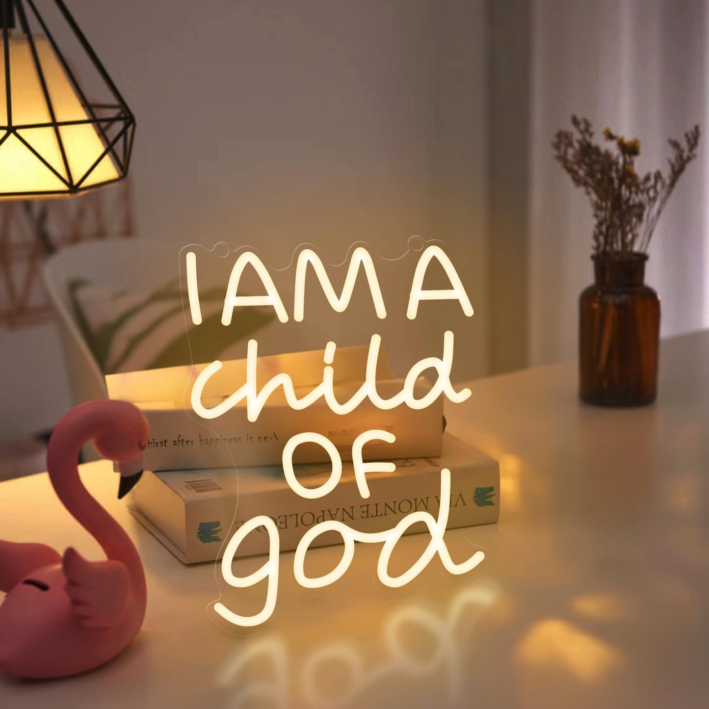 CoolGift Mart Divinely-Inspired Neon Sign - 'I Am a Child of God' Wall Art for Spiritual Home Decor | Inspiring Light for Bedroom, Nursery, or Worship Space