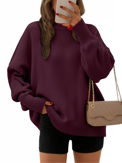 EFAN Women's Oversized Sweaters 2025 Fall Crewneck Batwing Sleeve Pullover Sweaters
