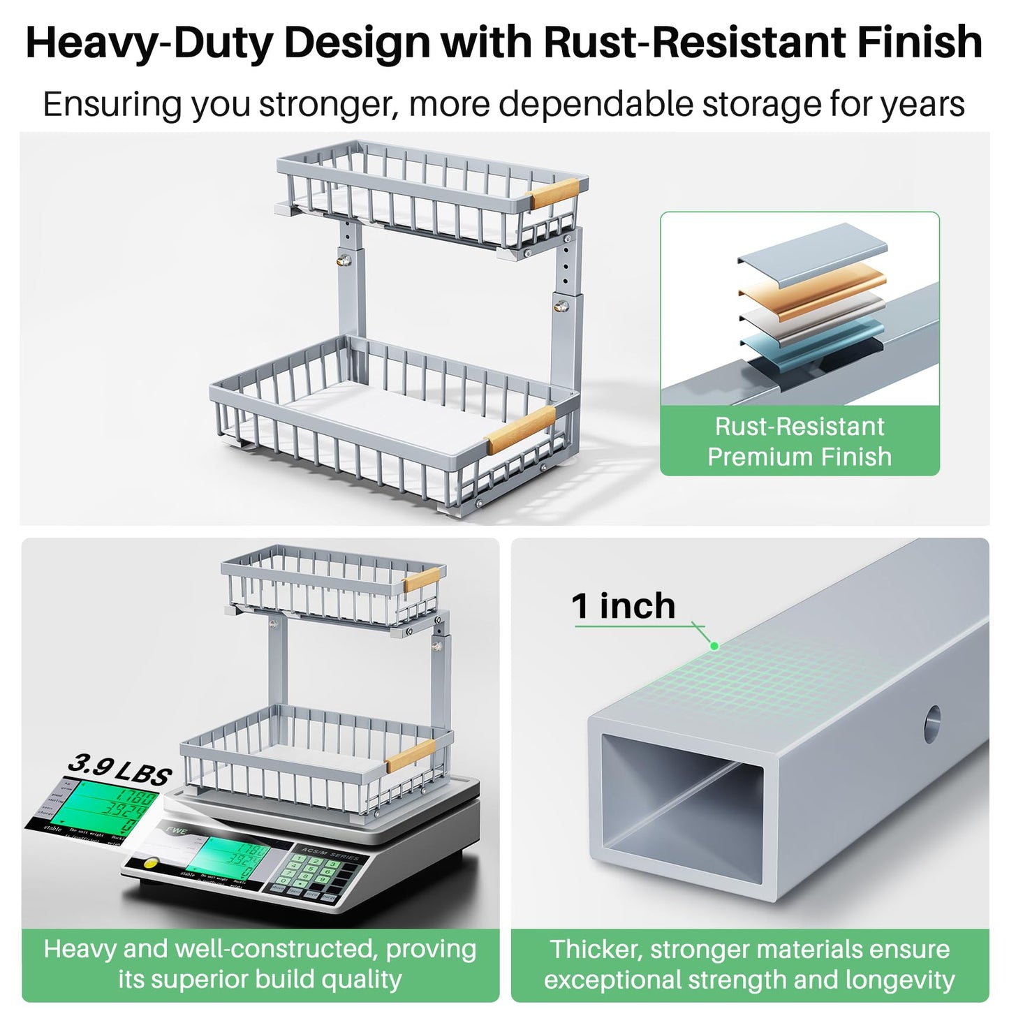 Under Sink Organizer, 2 Packs 2 Tier Under Sink Organizers and Storage, Slide out Pull out Cabinet Organizer Shelf, Metal Sliding Drawer for Kitchen Bathroom Pantry Cabinet Closet Organization Rack