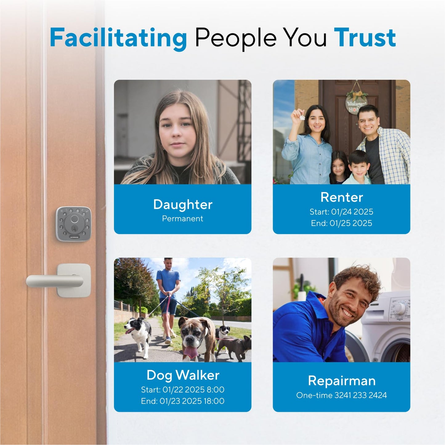 ULTRALOQ Bolt Fingerprint Smart Lock with Door Sensor, Built-in WiFi Smart Locks for Front Door, Biometric Smart WiFi Deadbolt, Auto Unlock, 10 Months Battery, IP65 Waterproof, BHMA Grade AAA