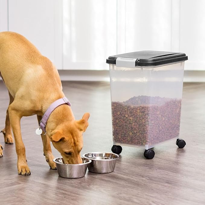 IRIS USA Airtight Dog Food Storage Container, Attachable Wheels,
