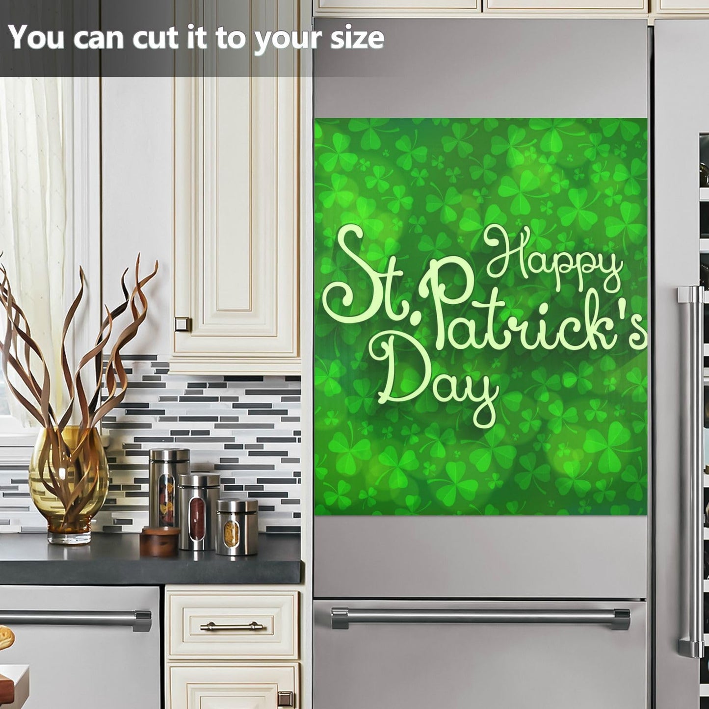 Kigai St. Patrick's Day Clover Dishwasher Magnet Cover, Reuseable Kitchen Fridge Door Magnet Sticker, Waterproof Refrigerator Microwave Magnet Cover Hoilday Party Decor, 23 x 26 Inch