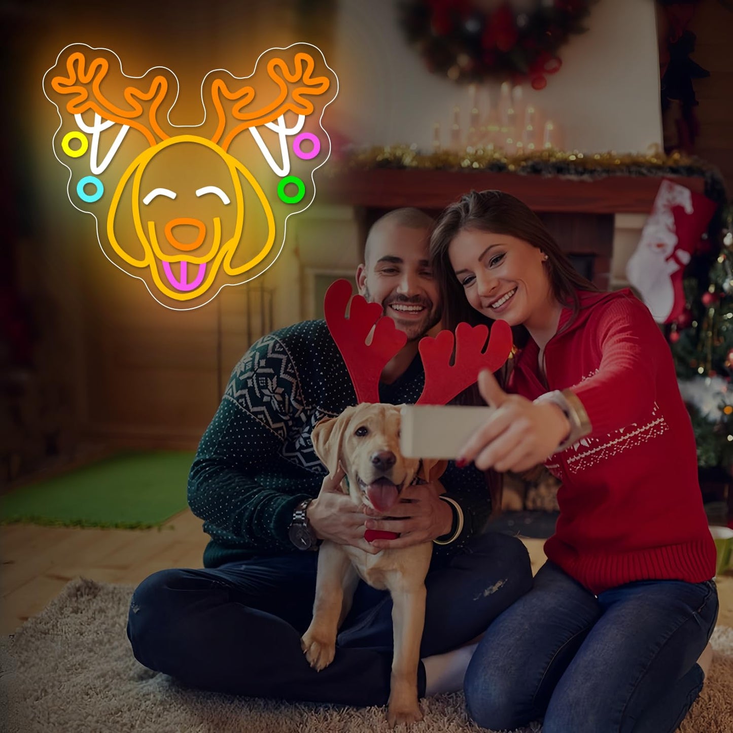 Christmas Elk Neon Sign for Wall Decor Dimmable Christmas Neon Light Dog Led Night Led christmas Sign for Xmas Party Gifts